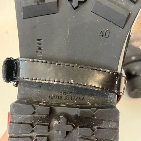 Stuart Weitzman 40/9.5 Quilted Metallic Rain Boots Black Faux Fur Lined - Picture 10 of 13